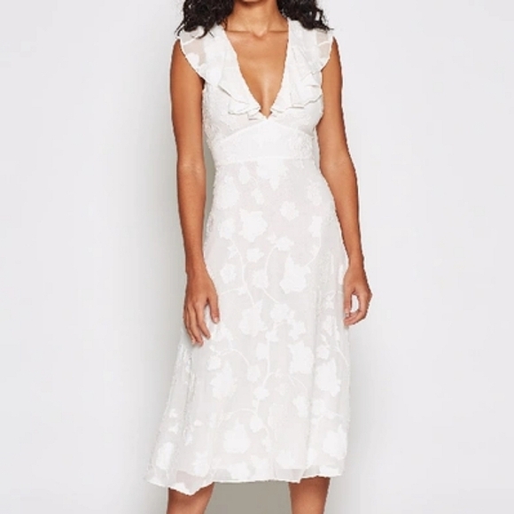 Joie Adella Floral Embroidered Dress In Porcelain White Empire Waist Size 4 - Picture 1 of 14